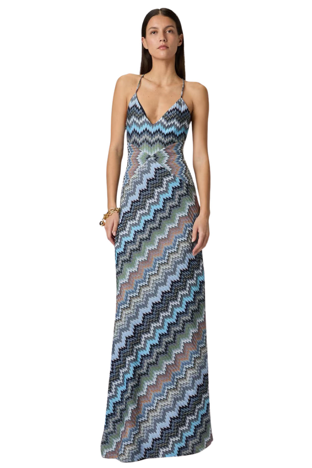 zigzag design dress Azure Zigzag Knit Midi Dress Medium