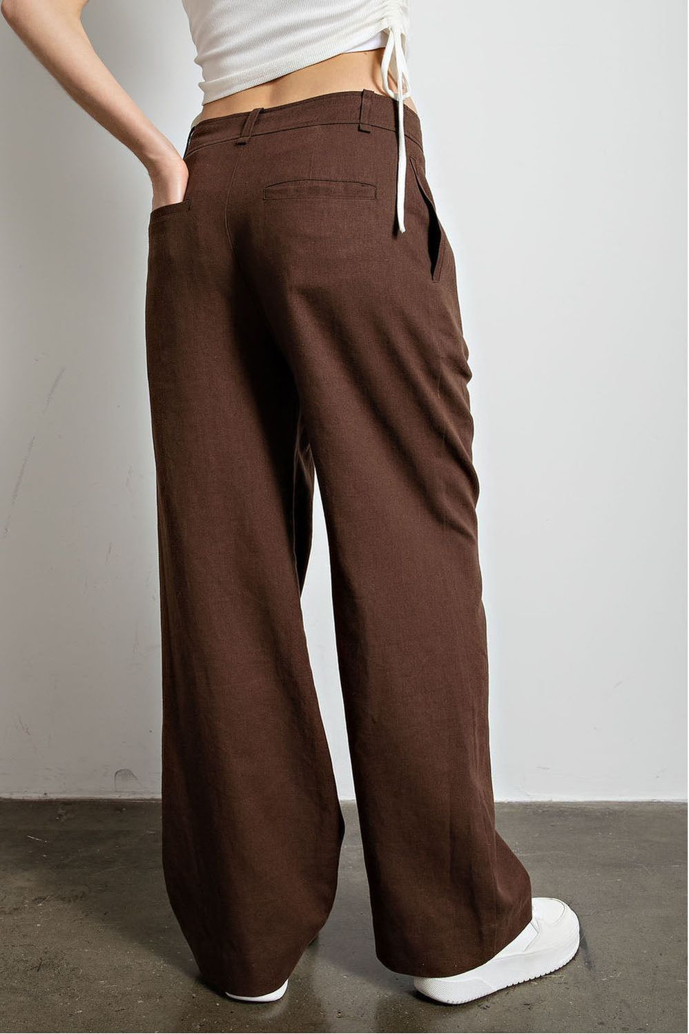 【LOOKPLE】FIRST COOL PINTUCK LINEN WIDE PANTS Linen Wide Leg Pants Mocha – Sister Store Concept