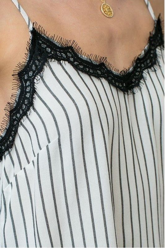 Sweet Noir Striped Lace Cami