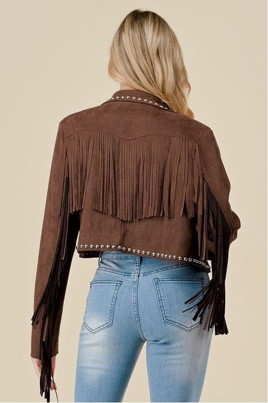 Suede Fringe Stud Jacket