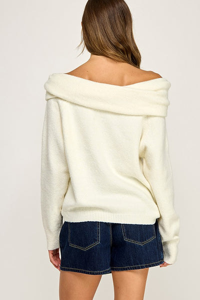 Ivory Foldover Sweater