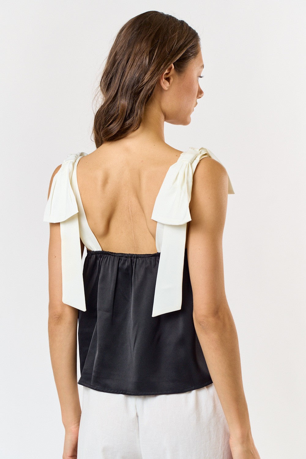 Black Tank Top with White Bows