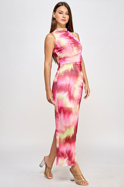 Sunset Mirage Mesh Midi Dress