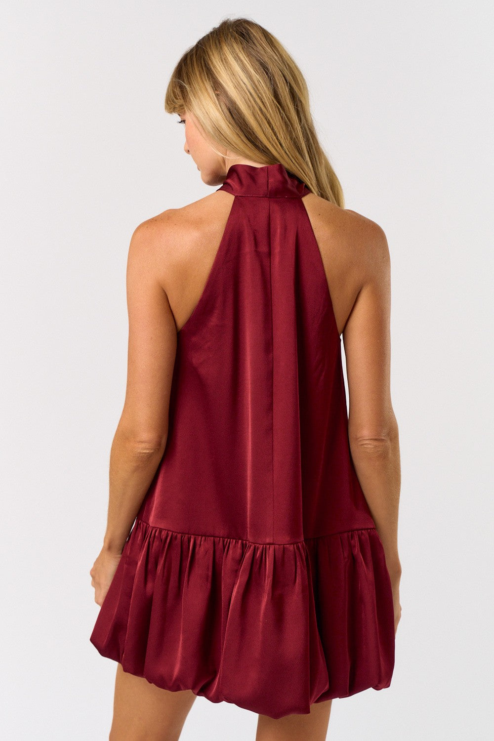 Red Wine Halter Dress