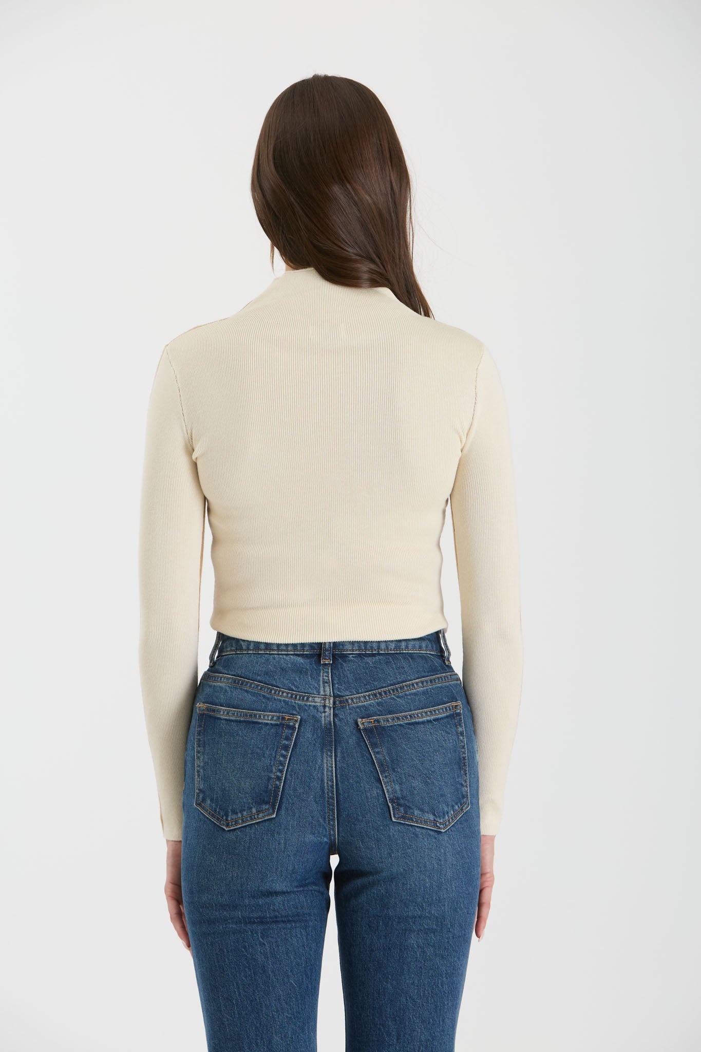 Two-Tone Mock Neck Top