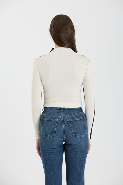 Two-Tone Mock Neck Top