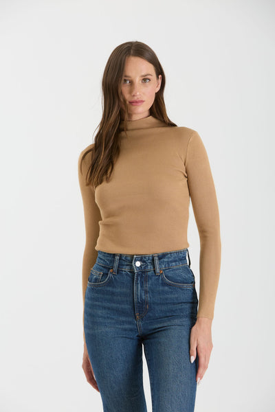 Two-Tone Mock Neck Top