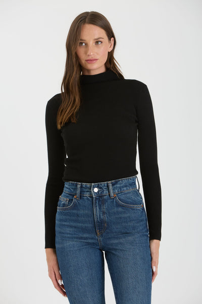 Two-Tone Mock Neck Top