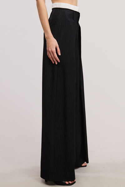 Pinstripe Wide-Leg Trousers (Pre-Order)
