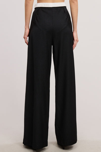Pinstripe Wide-Leg Trousers (Pre-Order)