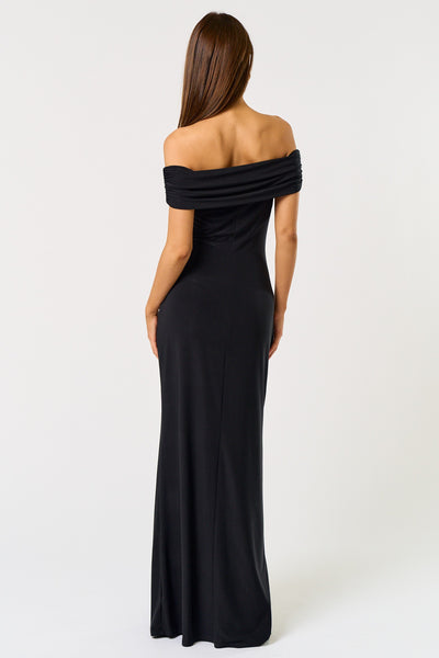 Glamour Off-Shoulder Black Gown