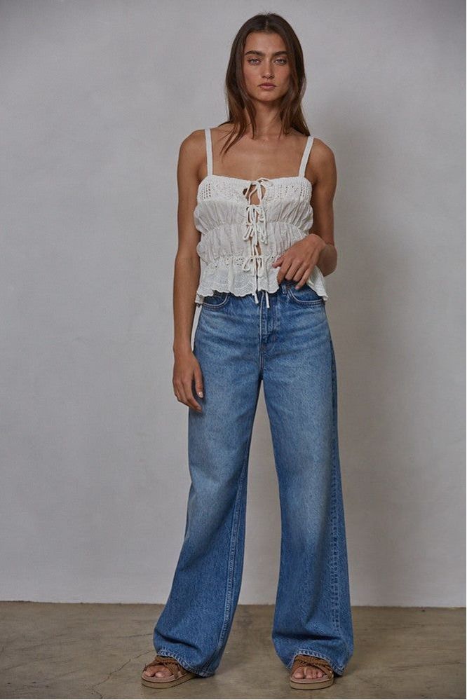 Isla Eyelet Tie-Front Top