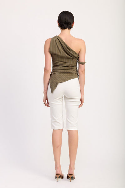 Olive One-Shoulder Top