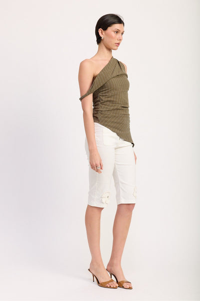Olive One-Shoulder Top