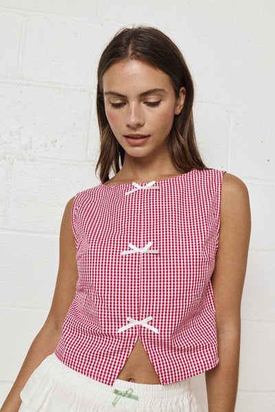 Cherry Picnic Bow Top