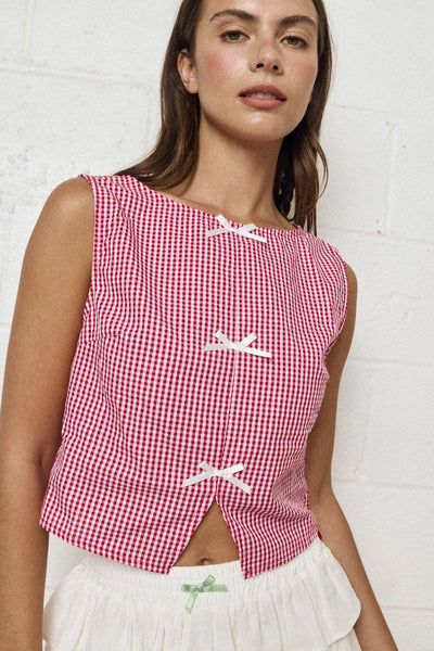 Cherry Picnic Bow Top