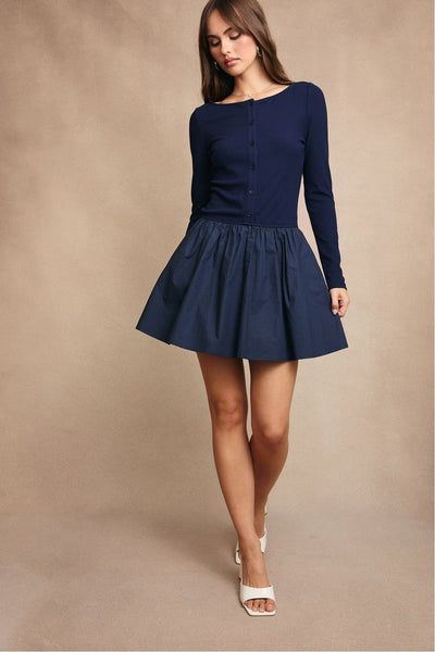 Boat Neck Mini Dress