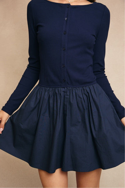 Boat Neck Mini Dress