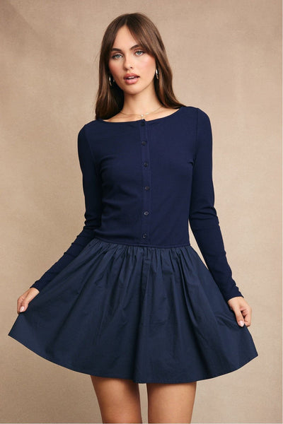 Boat Neck Mini Dress