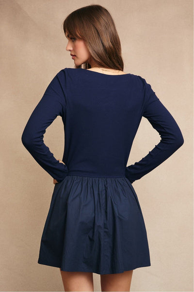 Boat Neck Mini Dress