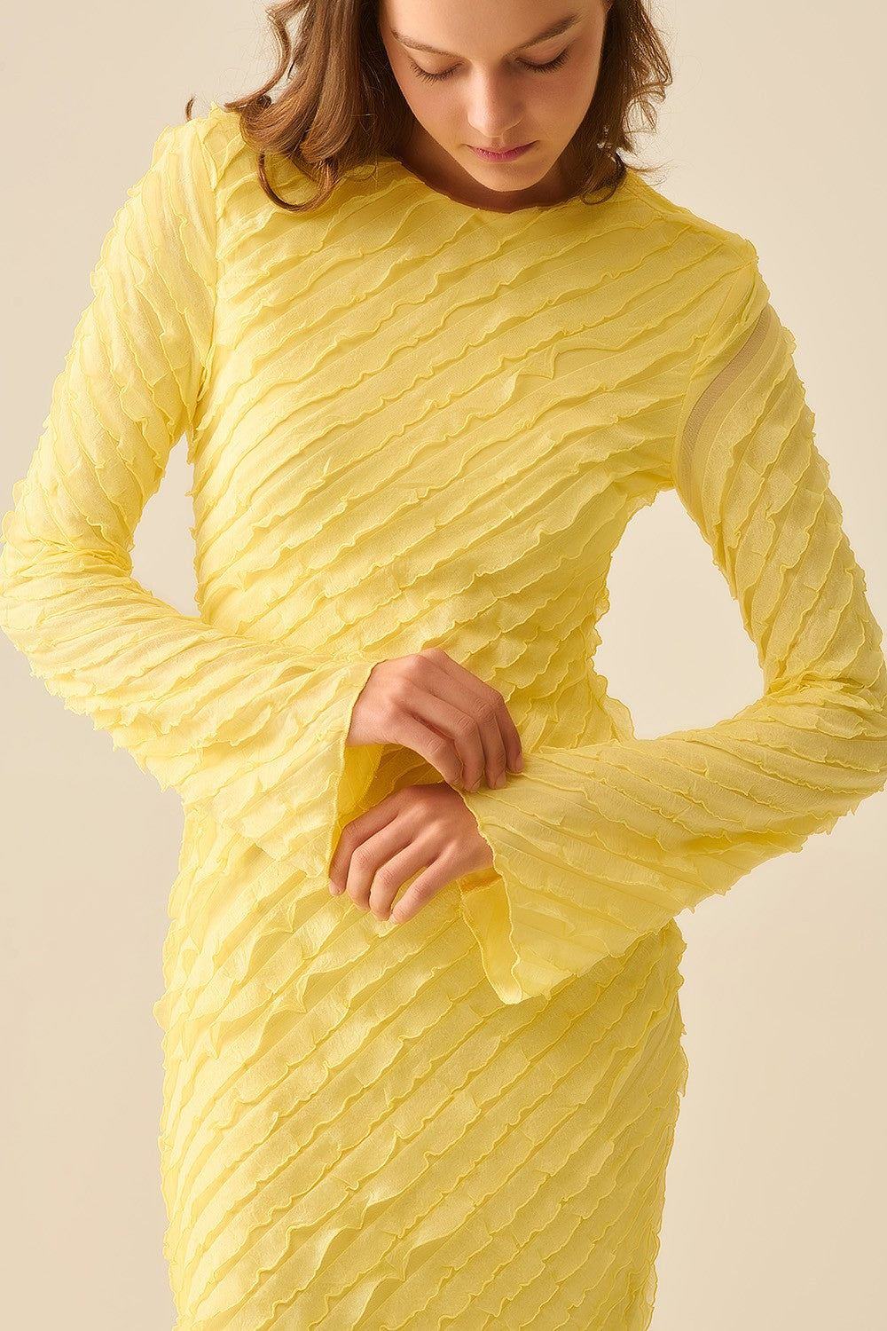 Textured Long Sleeve Dress