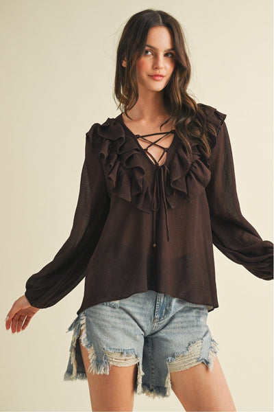 Cocoa Crush Ruffle Blouse