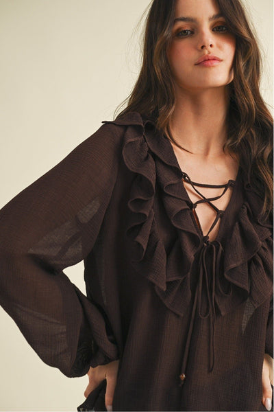 Cocoa Crush Ruffle Blouse