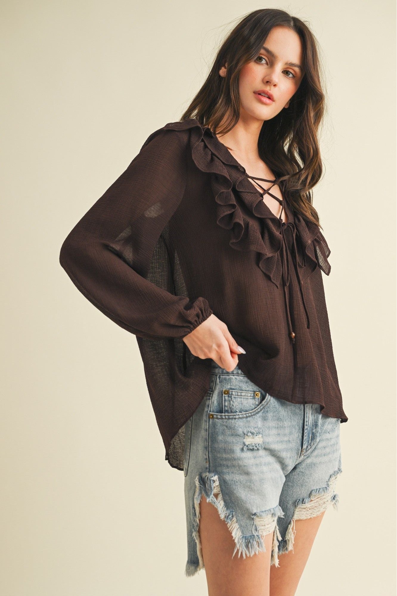 Cocoa Crush Ruffle Blouse
