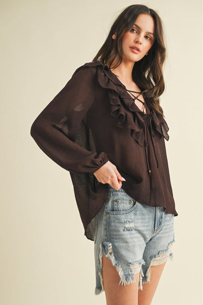 Cocoa Crush Ruffle Blouse