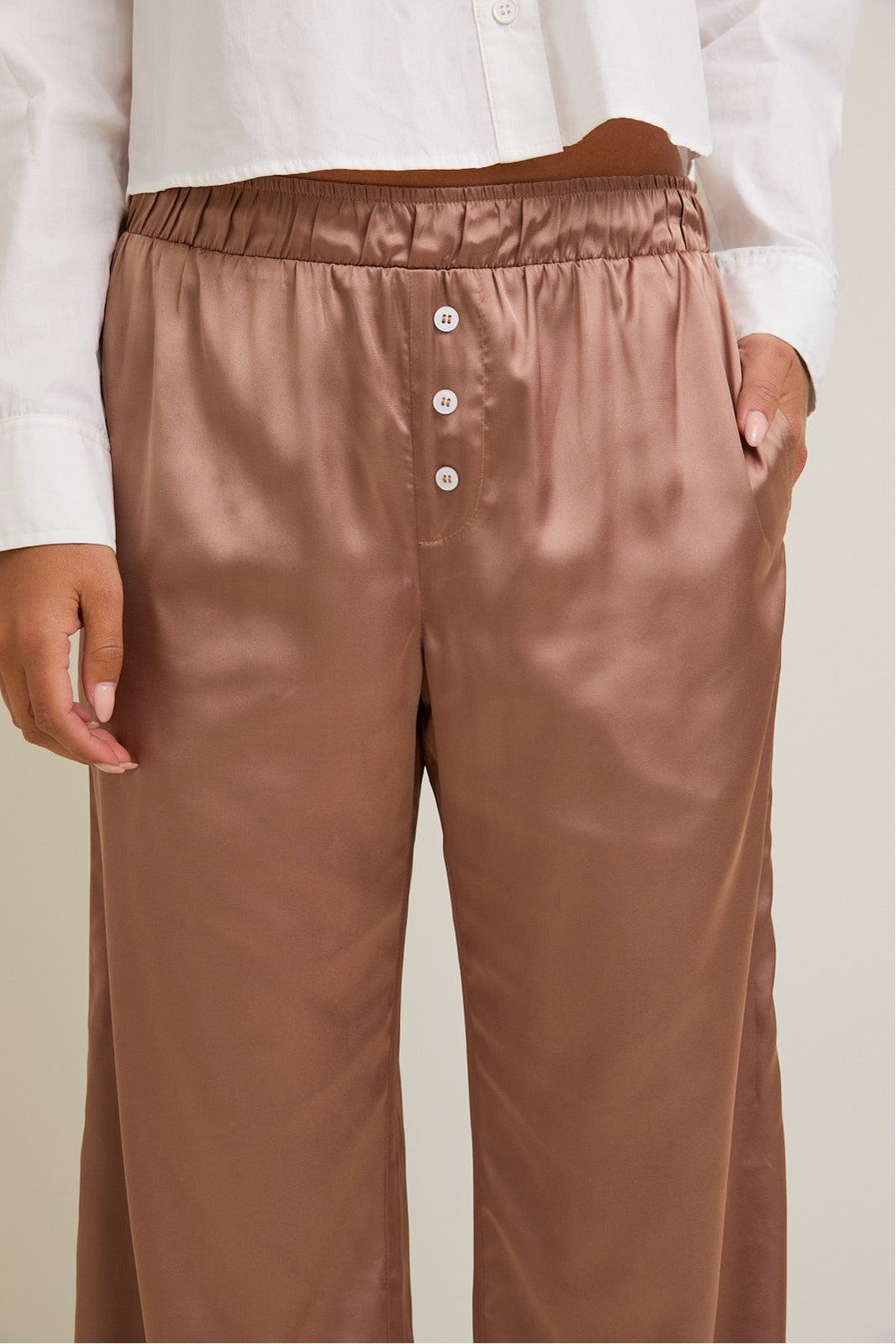 Rosé Satin Pants