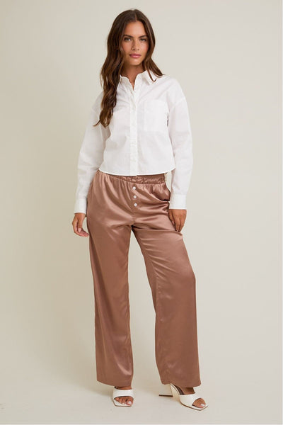Rosé Satin Pants