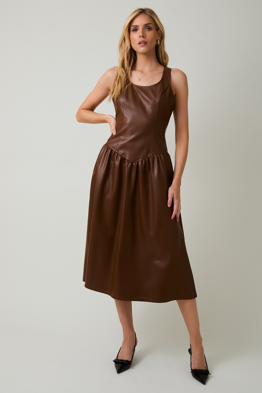 Mocha Leather Dress