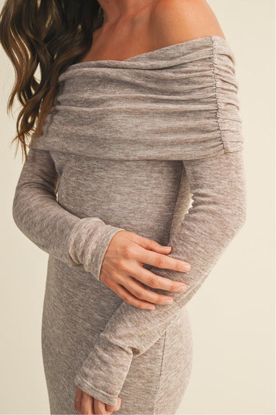 Cozy Romance Off-Shoulder Dress