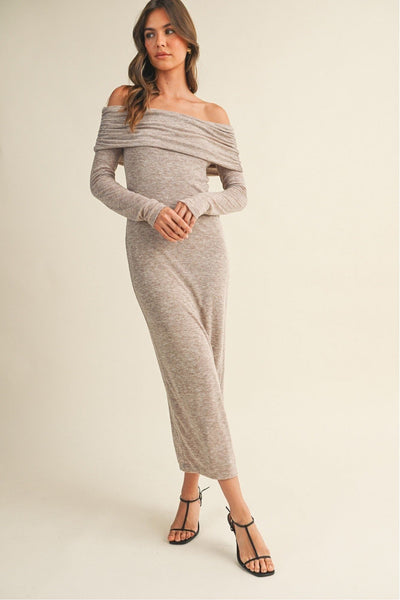 Cozy Romance Off-Shoulder Dress