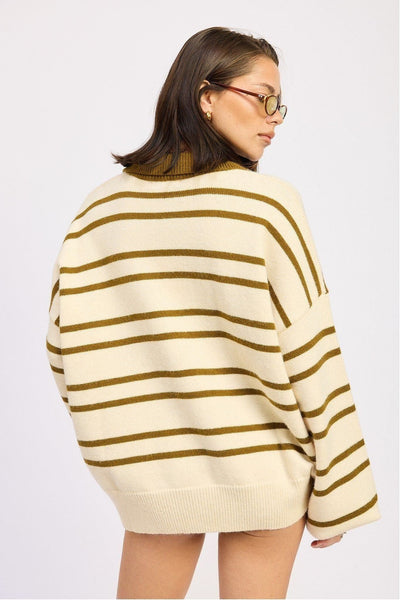 Olive Stripe Polo Knit