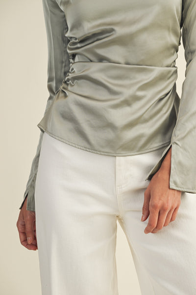 Verona Satin Drape Top