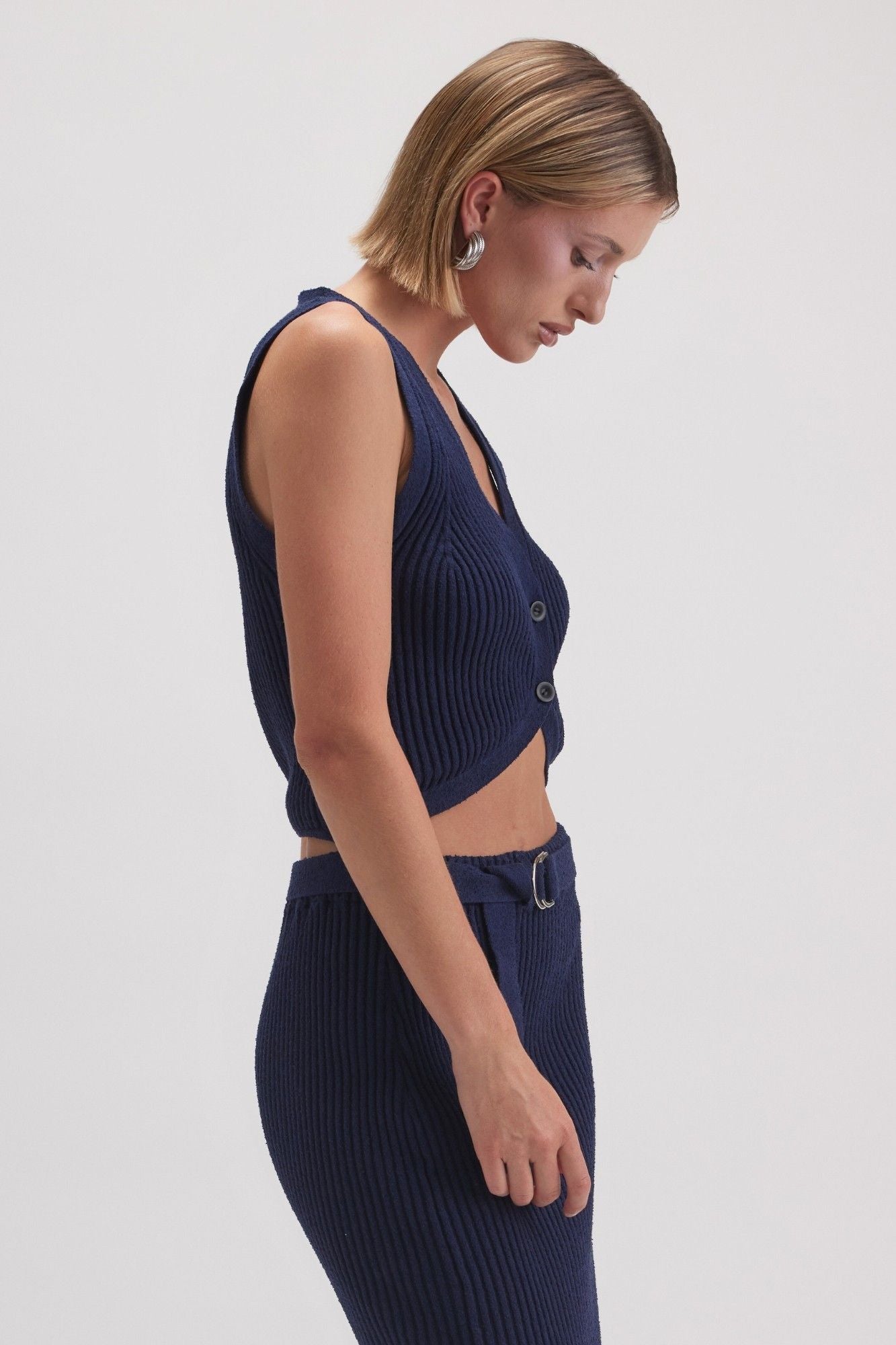 Navy Rib Knit Set