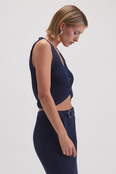 Navy Rib Knit Set