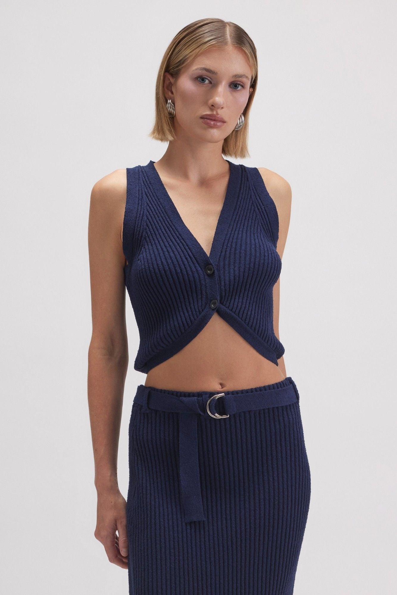 Navy Rib Knit Set