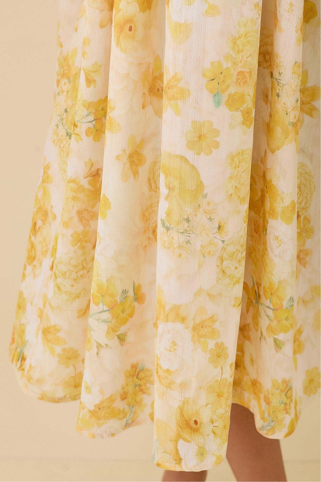 Yellow Floral Bustier Midi Dress