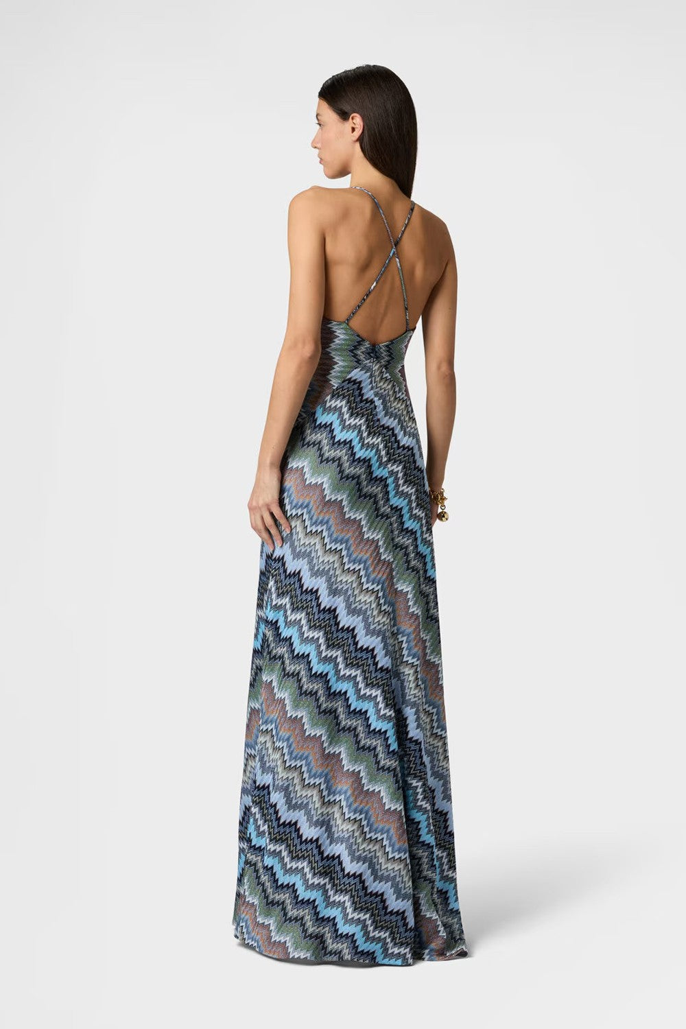 zigzag knit dress Azure Zigzag Knit Midi Dress Medium