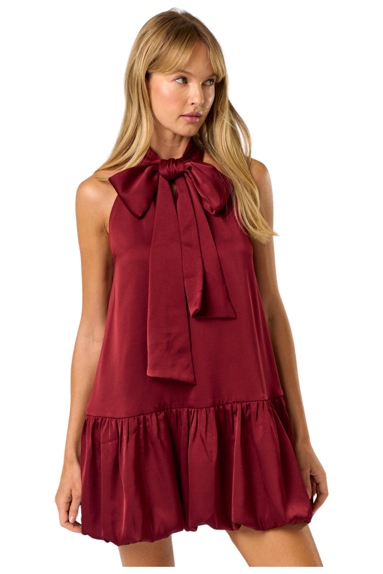 Red Wine Halter Dress