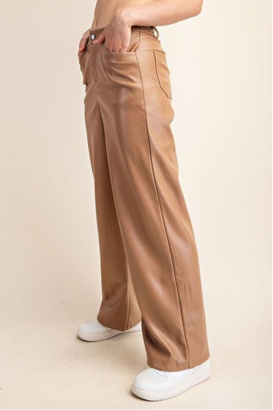 Leather Straight Leg Pants