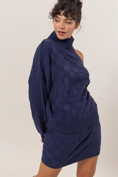 Blue Knit Matching Set