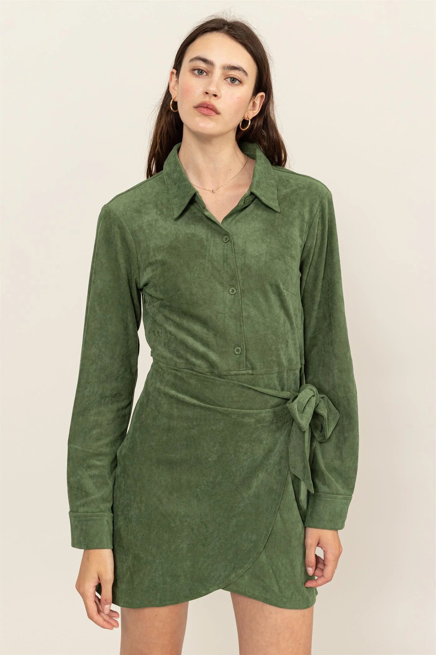 Green Suede Wrap-Around Dress Sister Store Concept Green Suede Wrap-Around Dress Sister Store Concept