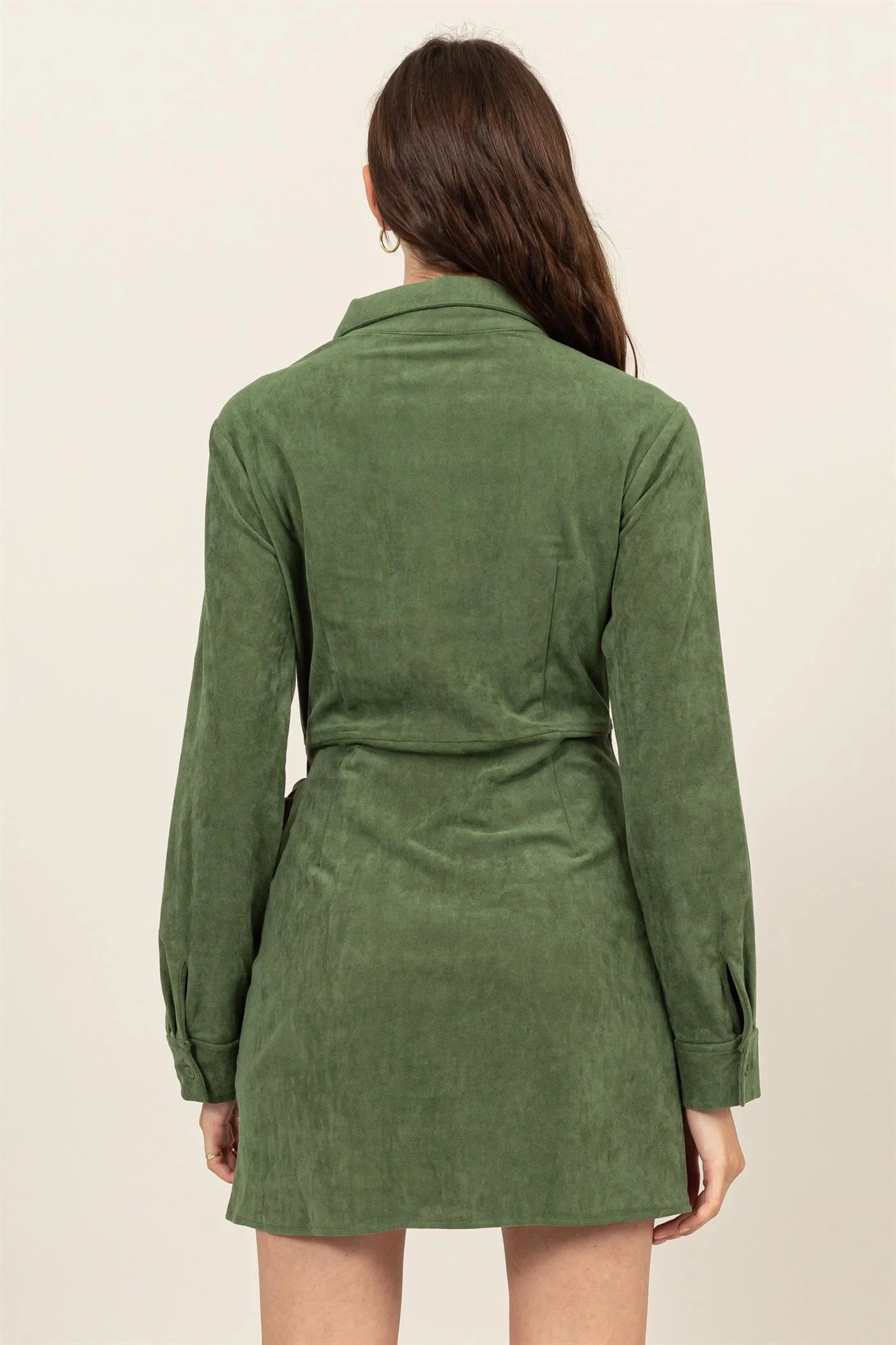 Green Suede Wrap-Around Dress