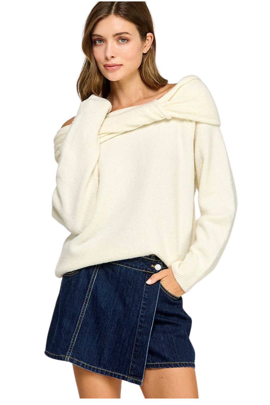Ivory Foldover Sweater