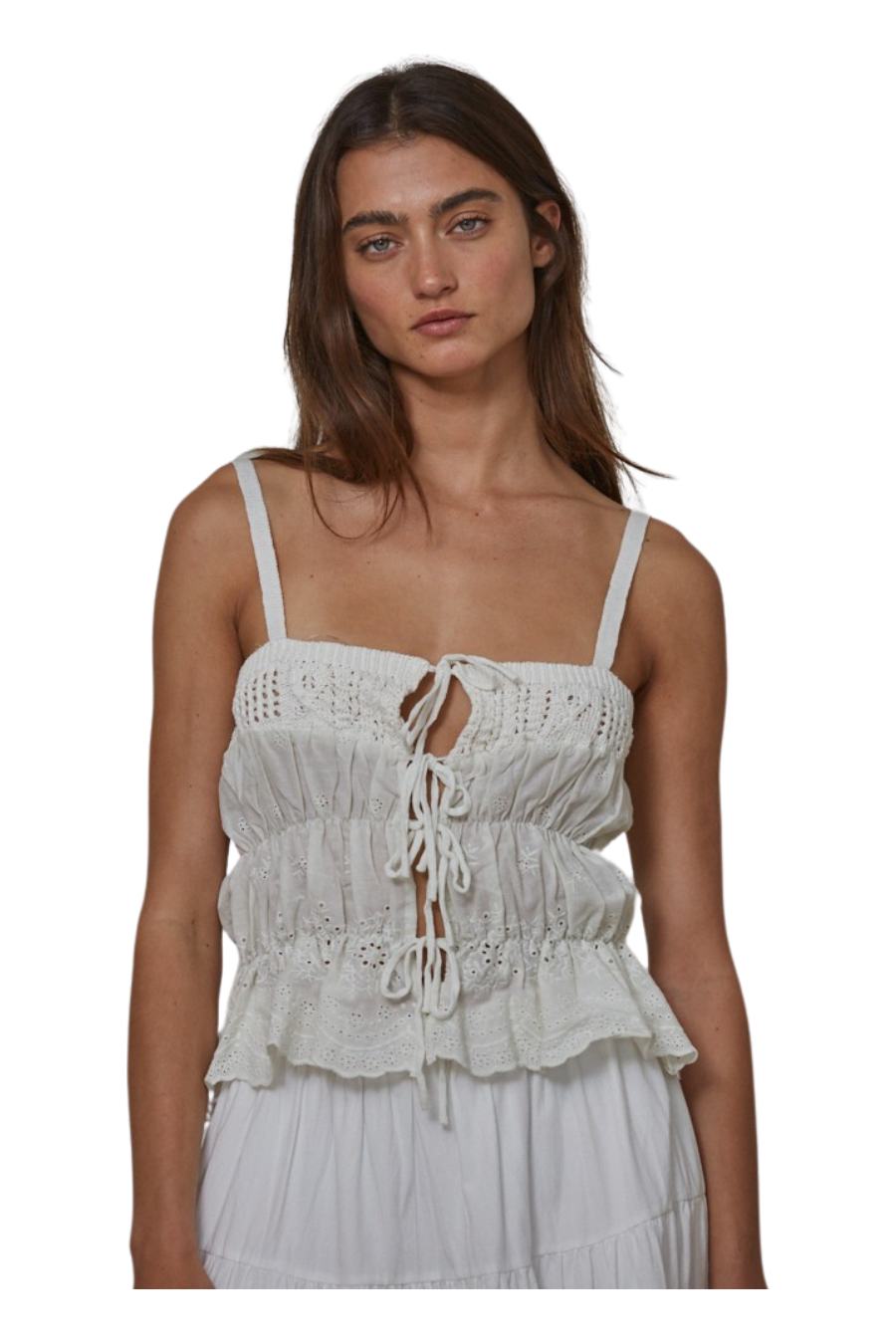 Isla Eyelet Tie-Front Top