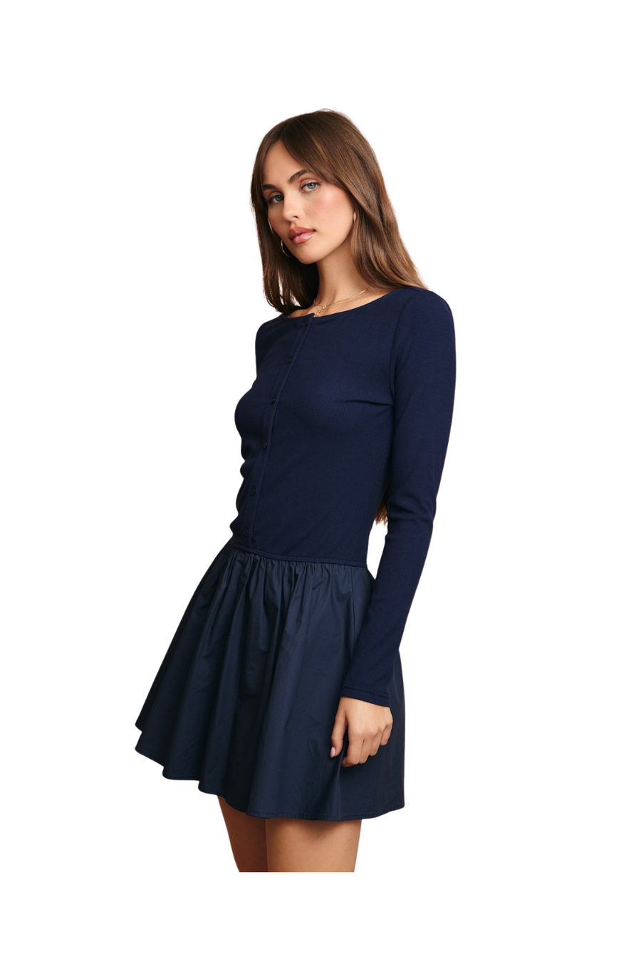 Boat Neck Mini Dress
