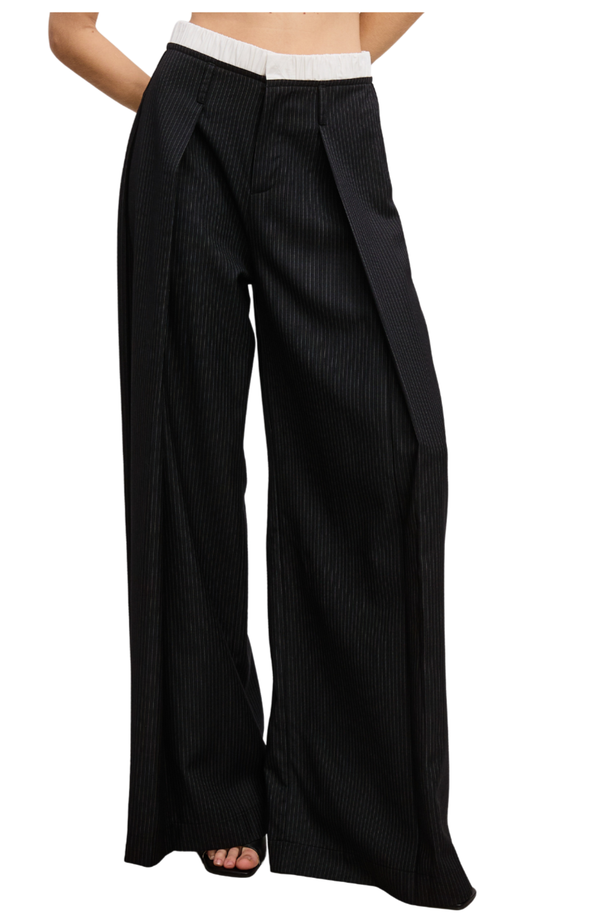 Pinstripe Wide-Leg Trousers (Pre-Order)